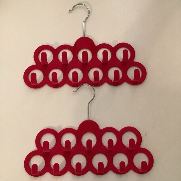 2pk Pink Decor Non-Slip Velvet Scarf, Socks, Ties, Belts Hangers 11 Hooks Each - Picture 1 of 2